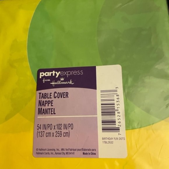 Lot of 2 Party Express Hallmark Vinyl Tablecloth 54"X102" Birthday Fun Dots. NEW - Picture 2 of 8